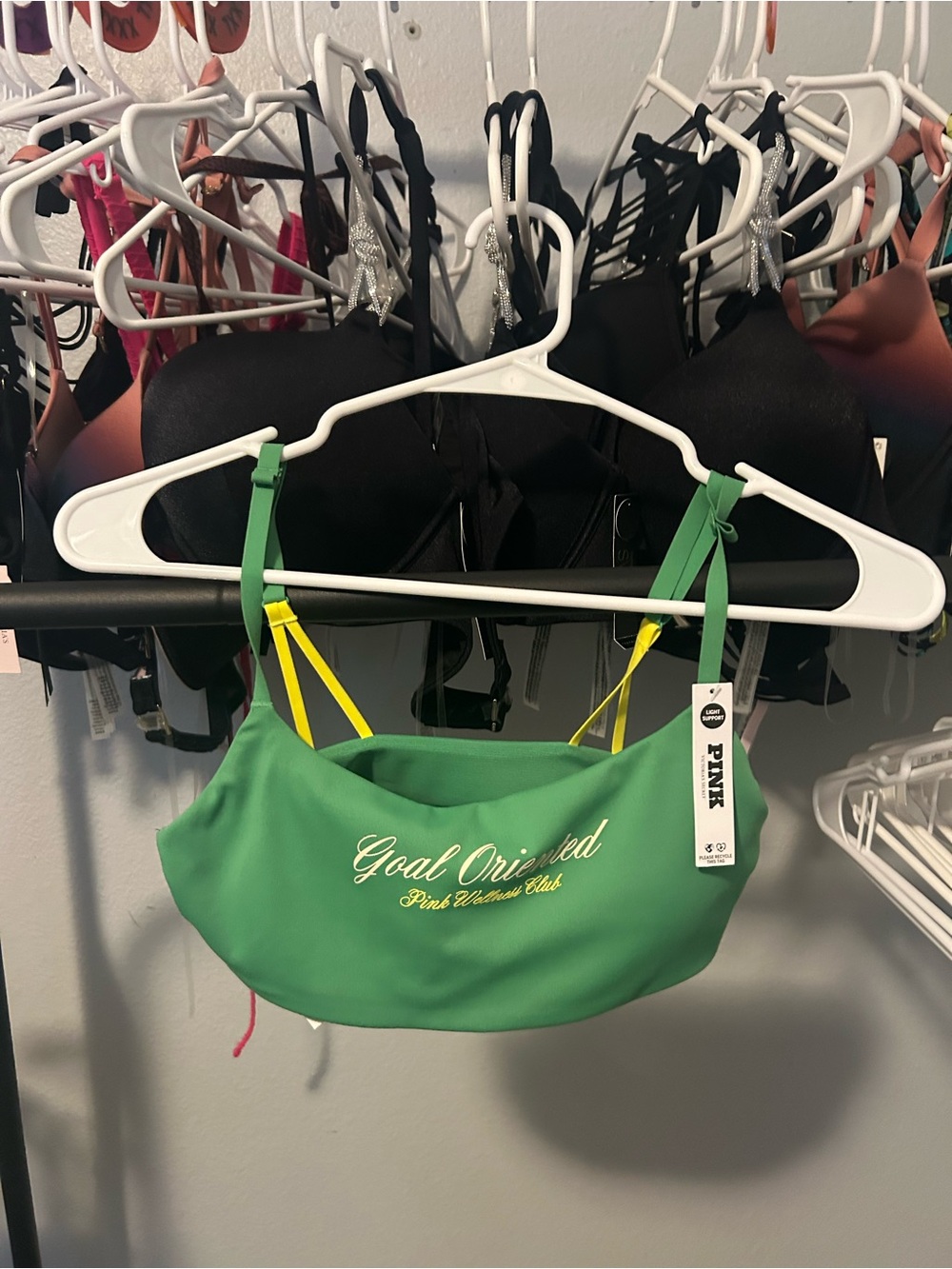 Victoria's Secret PINK Green & Yellow 'Goal Oriented' Bandeau Bralette